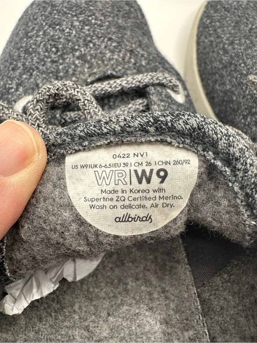 allbirds Charcoal Gray Merino Wool Lace-Up Sneakers